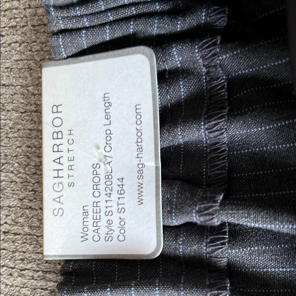 Sag Harbor Gray and White Pinstriped Cropped Pants - Picture 7 of 12